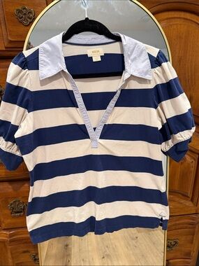 Mavi Navy and Cream Wide-Strip Polo Top